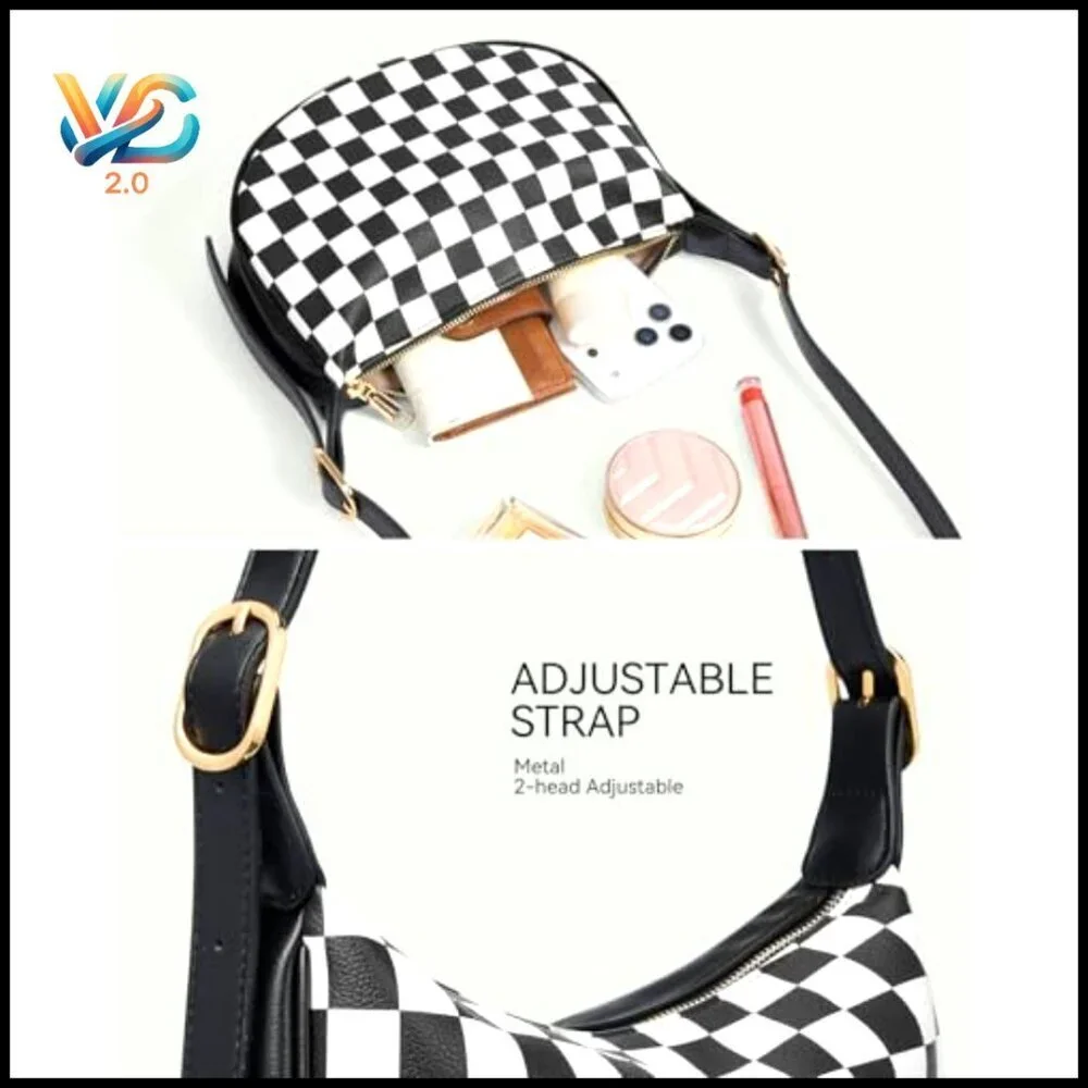 Vegan Leather Hobo Crossbody Bag with Adjustable Strap, Recycled Material - Picture 6 of 7